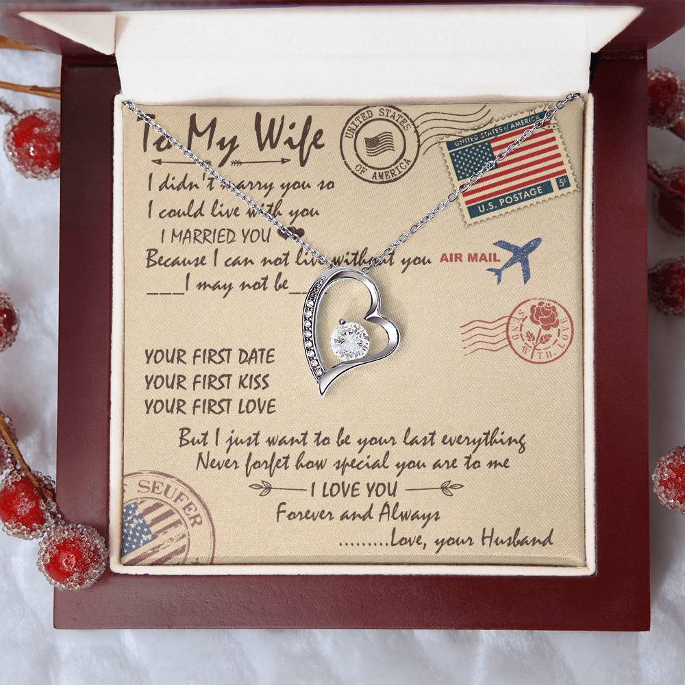 To My Wife Forever Love Necklace - Forever Love To My Wife Necklace From Husband Anniversary Gift For Wife Forever Love Necklace
