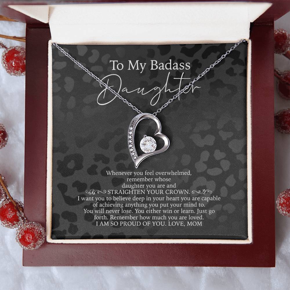 To My Badass Daughter Necklace From Mom 21St Birthday Daughter Gift - Daughter Gift Necklace Daughter Birthday Gift Gift For Daughter Daughter Forever Love Necklace