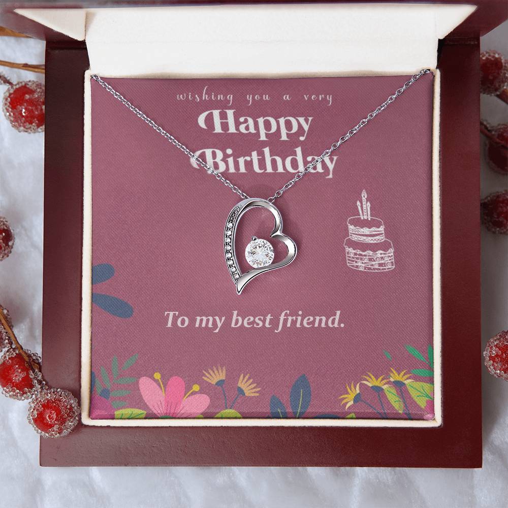 Happy Birthday - To My Best Friend - 925 Sterling Silver Pendant Forever Love Necklace