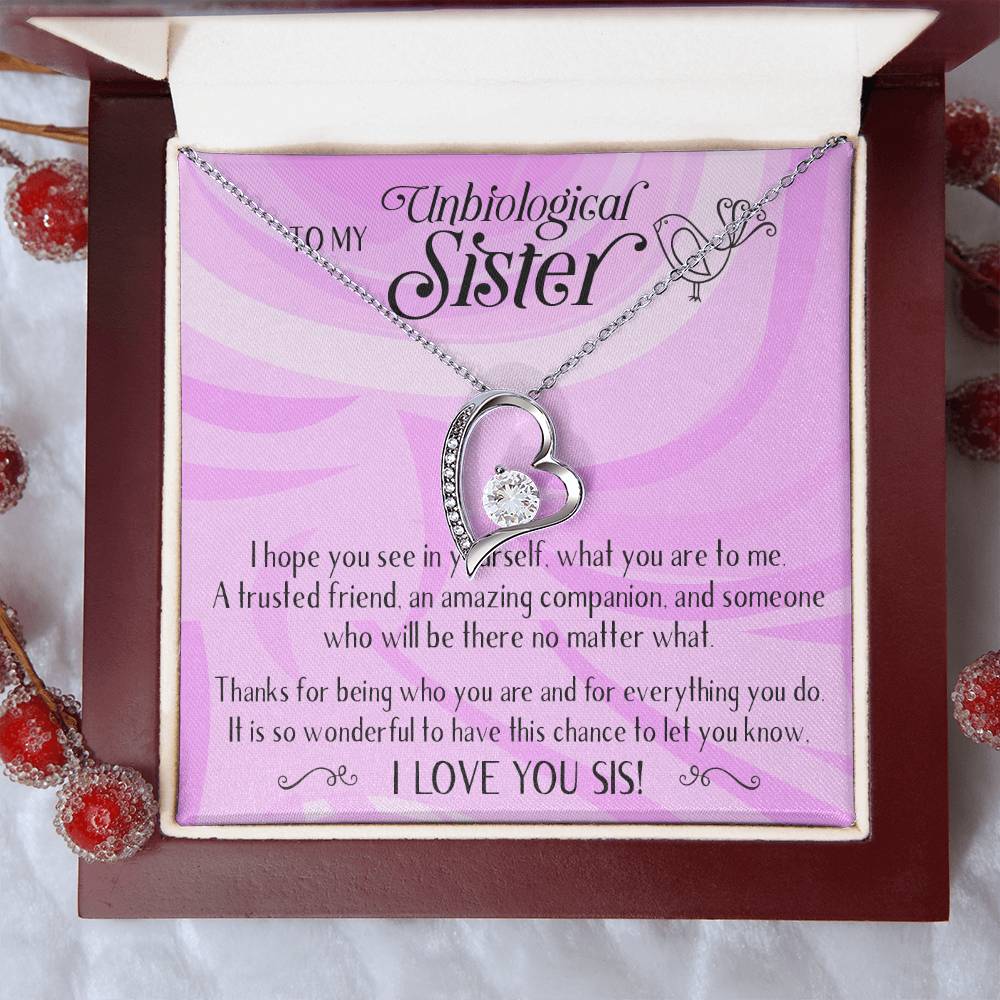 Unbiological Sisters Necklace Bonus Sister Soul Sister Best Friend Sister In Law Step Sister Gifts For Her 1 Forever Love Necklace