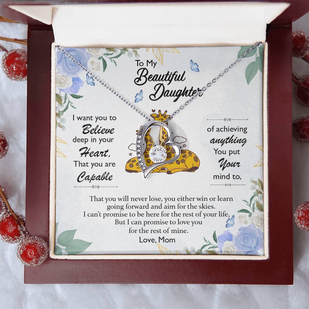 To My Daughter Giraffe Necklace Gift From Mom Birthday Gift For Daughter Sentimental Gift For Teenage Daughter Jewelry For Forever Love Necklace