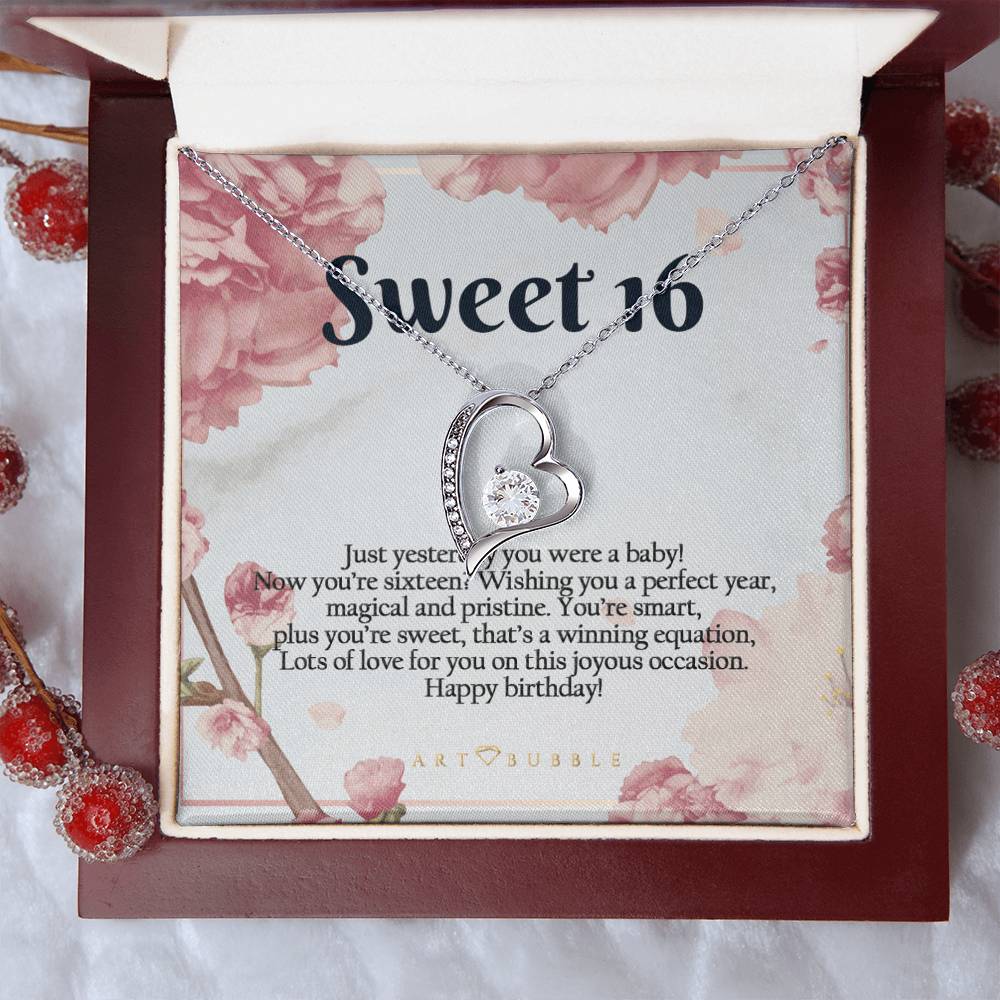 16th Birthday Gift Girl Sweet Sixteen Necklace Jewelry For 16th Sweet Sixteen Birthday Jewelry Gift For Daughter Niece Bff Forever Love Necklace