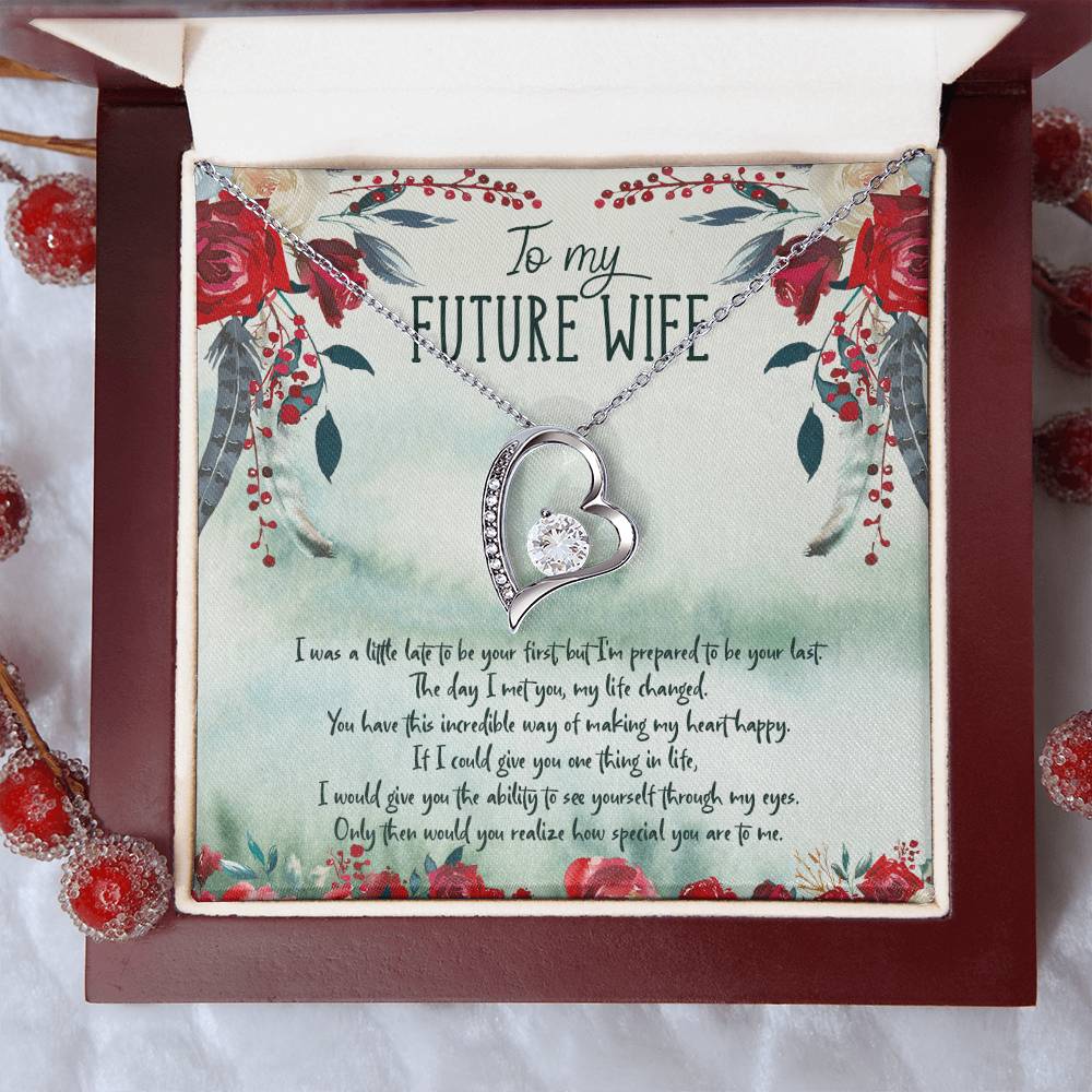 To My Future Wife Heart Necklace With Customize Romantic Message Card Forever Love Necklace