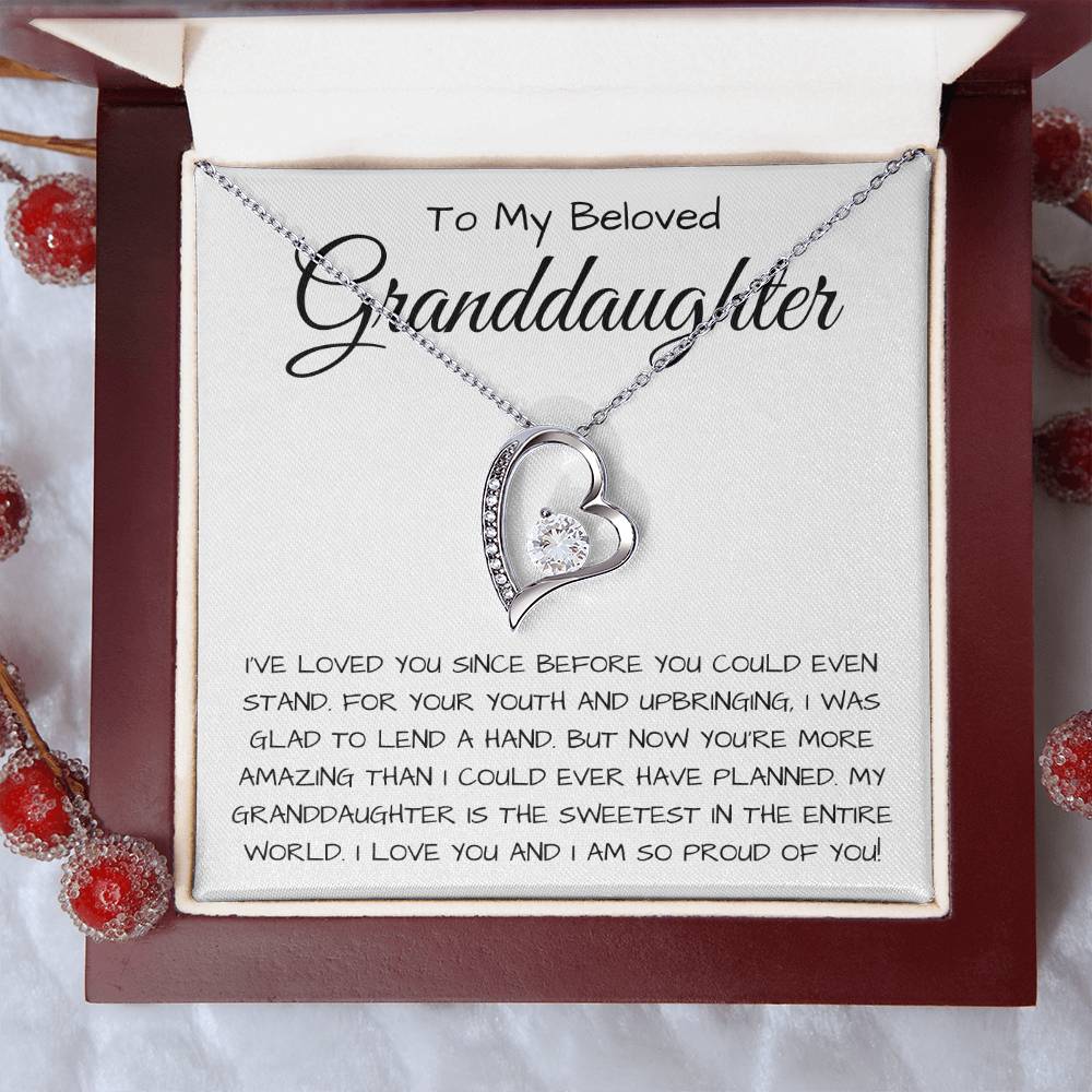 To My Beloved Granddaughter Forever Love Necklace  I Was Glad To Lend A Hand Forever Love Necklace