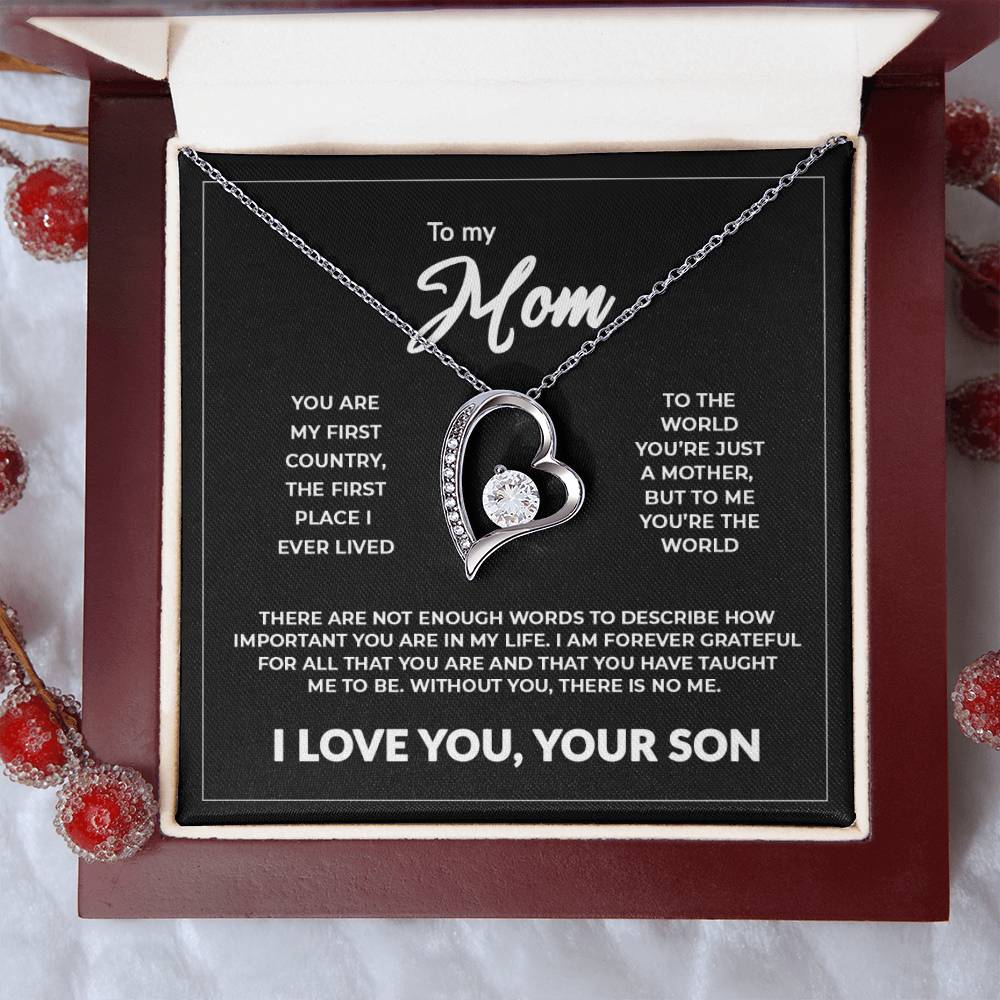 To My Mom - Without You There Is No Me Forever Necklace Forever Love Necklace