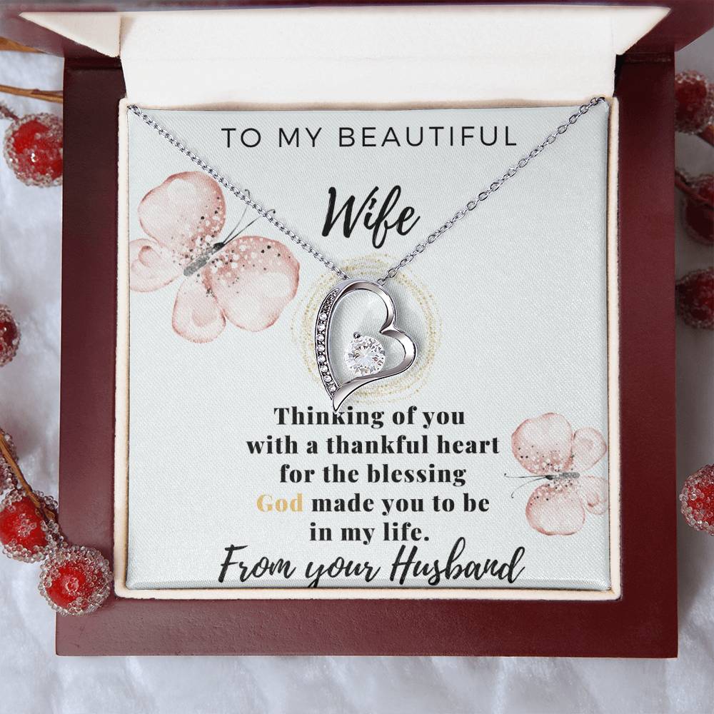 Gift For Wife From Husband - To My Beautiful Wife - Love From Your Husband - To My Beautiful Wife Necklace Forever Love Necklace