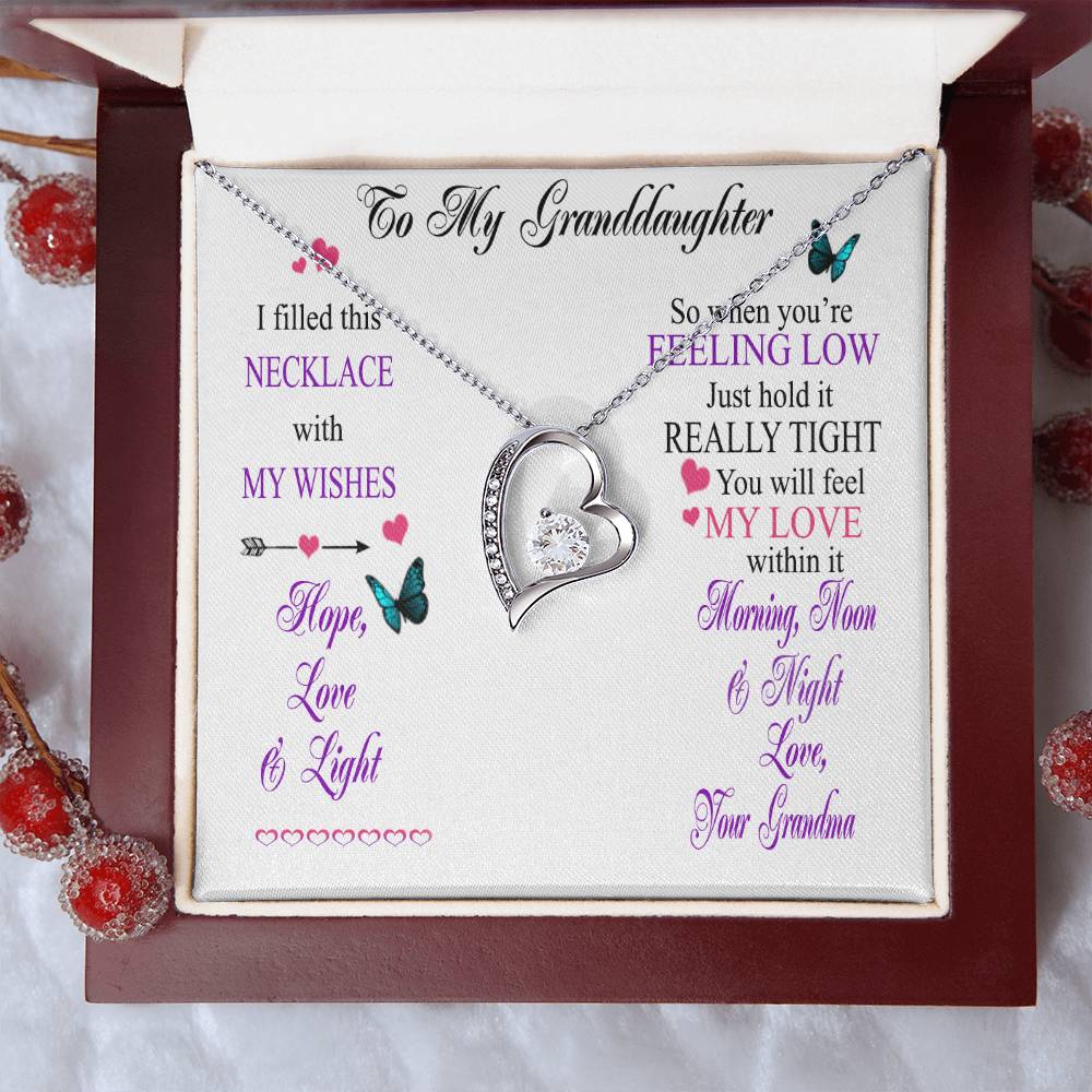 Granddaughter Love Heart Necklace Gift From Grandma Forever Love Necklace