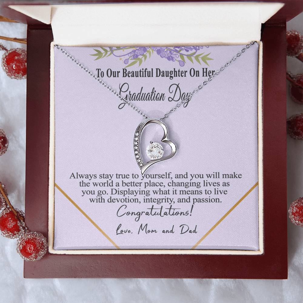 Class Of 2022 Graduation Message Card Necklace For Daughter Forever Love Necklace