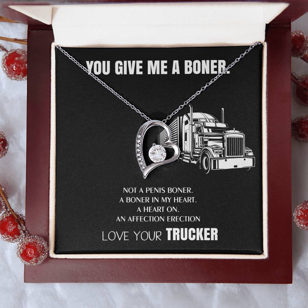 You Give Me A Heart Boner An Affection Erection Funny & Sarcastic Love For Her ♥ Mature Gag Gift For Truck Drivers Wife 1 Forever Love Necklace