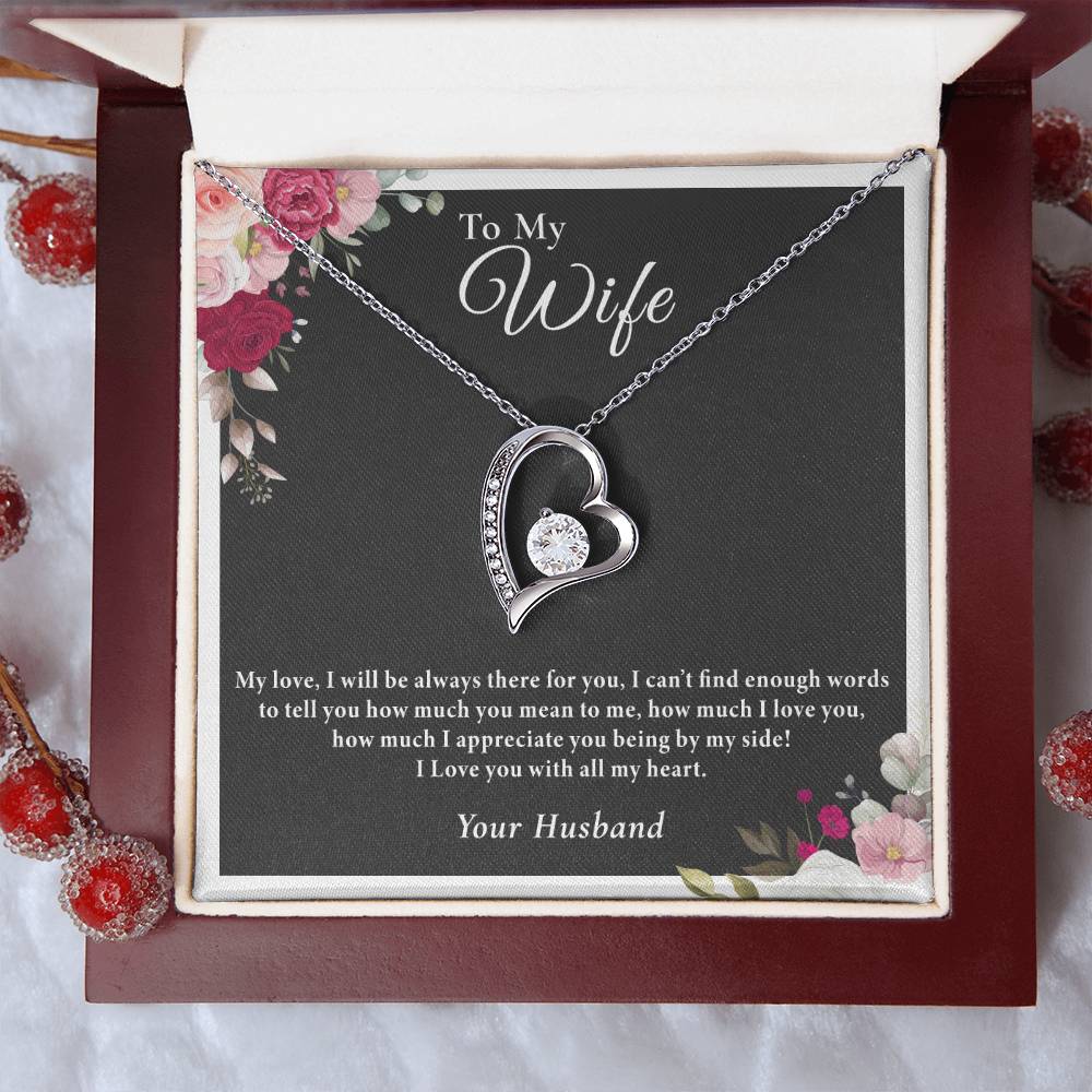 To My Wife I Love You With All My Heart - Heart Pendant Necklace With An Elegant Heart-Melting Forever Love Necklace