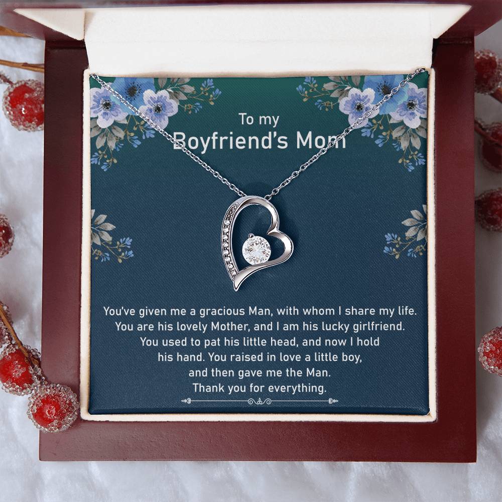 To My Boyfriend's Mom Necklace Mother In Law Jewelry Gift For Christmas Birthday & Mother's Day Forever Love Necklace