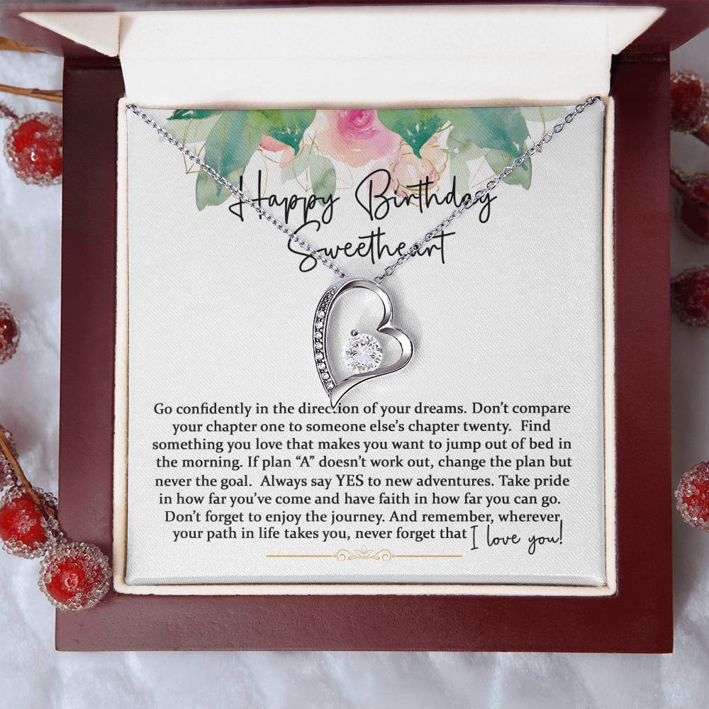 Happy Birthday Sweetheart Forever Love Pink Gold 1 Forever Love Necklace