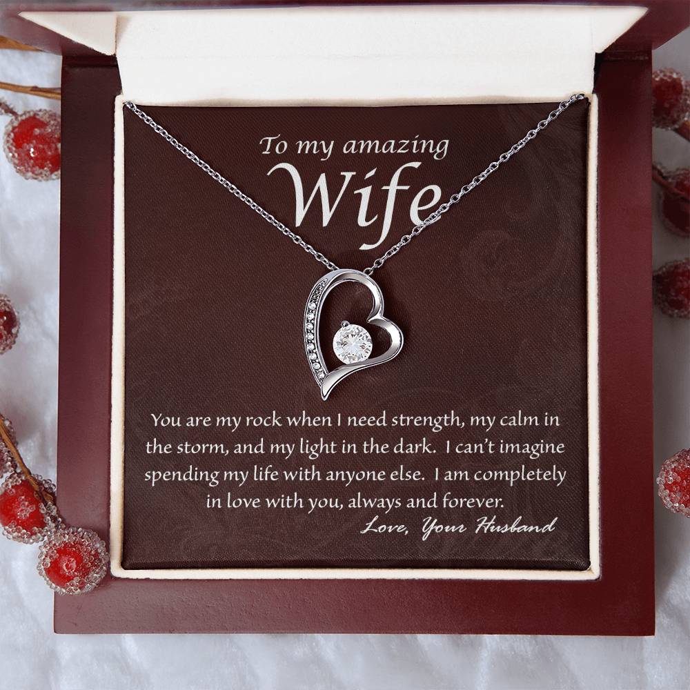 Wife You Are My Rock Heart Necklace Forever Love Necklace
