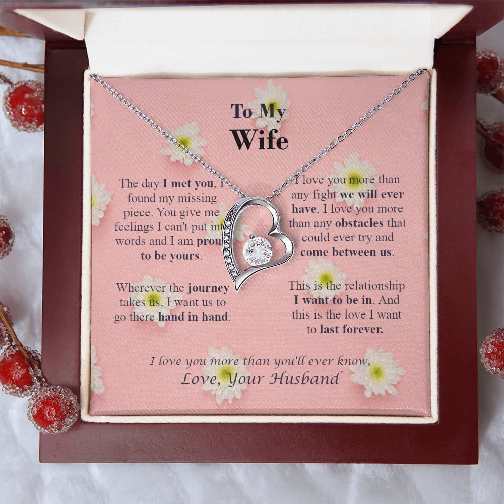 To M Y Wife - Forever Necklace -  Love Your Husband - Pink Daisy Forever Love Necklace