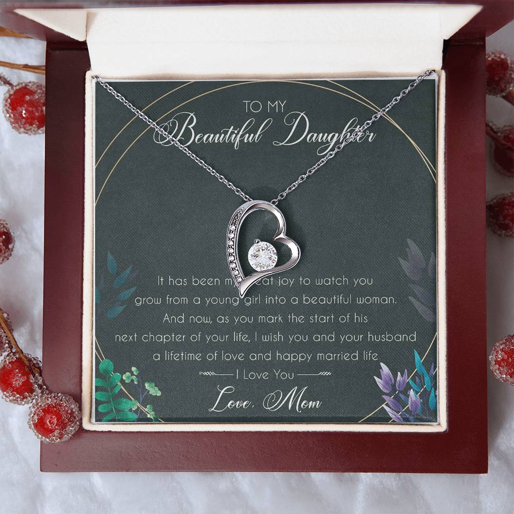 To My Beautiful Daughter Birthday Message Card Gift From Mom Mom To Daughter Gift Mom And Daughter Always Remember Forever Love Necklace