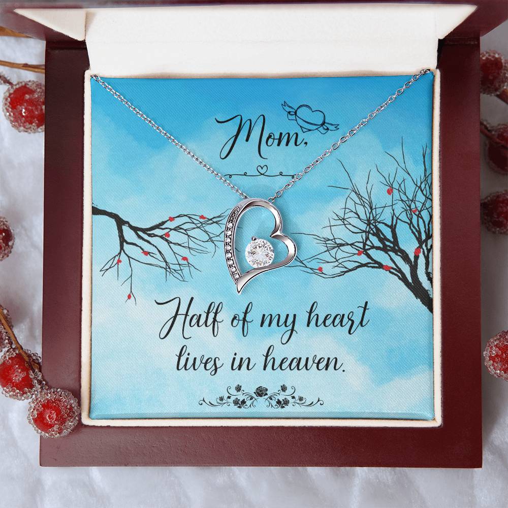 Mom Half Of My H Heart Lives In Heaven Forever Love Necklace
