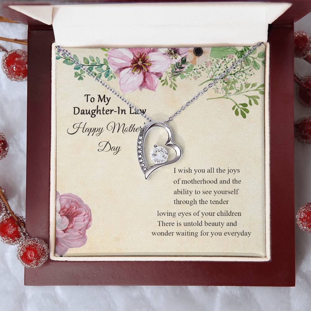 To My Daughter In Law Mother's Day Gift For Daughterinlaw New Mom Necklace Daughter Gift For Happy Mother's Day Forever Love Necklace