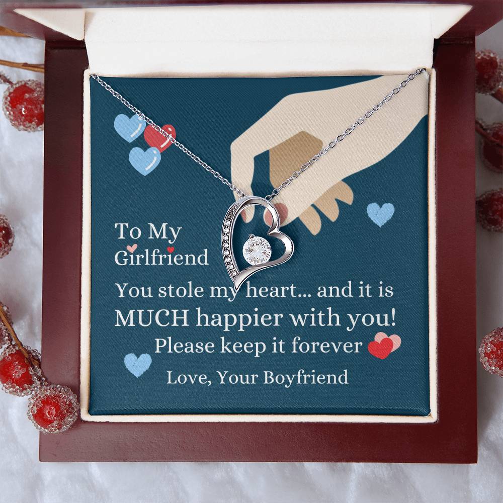 To My Girlfriend  You Stole My Heart Necklace Forever Love Necklace