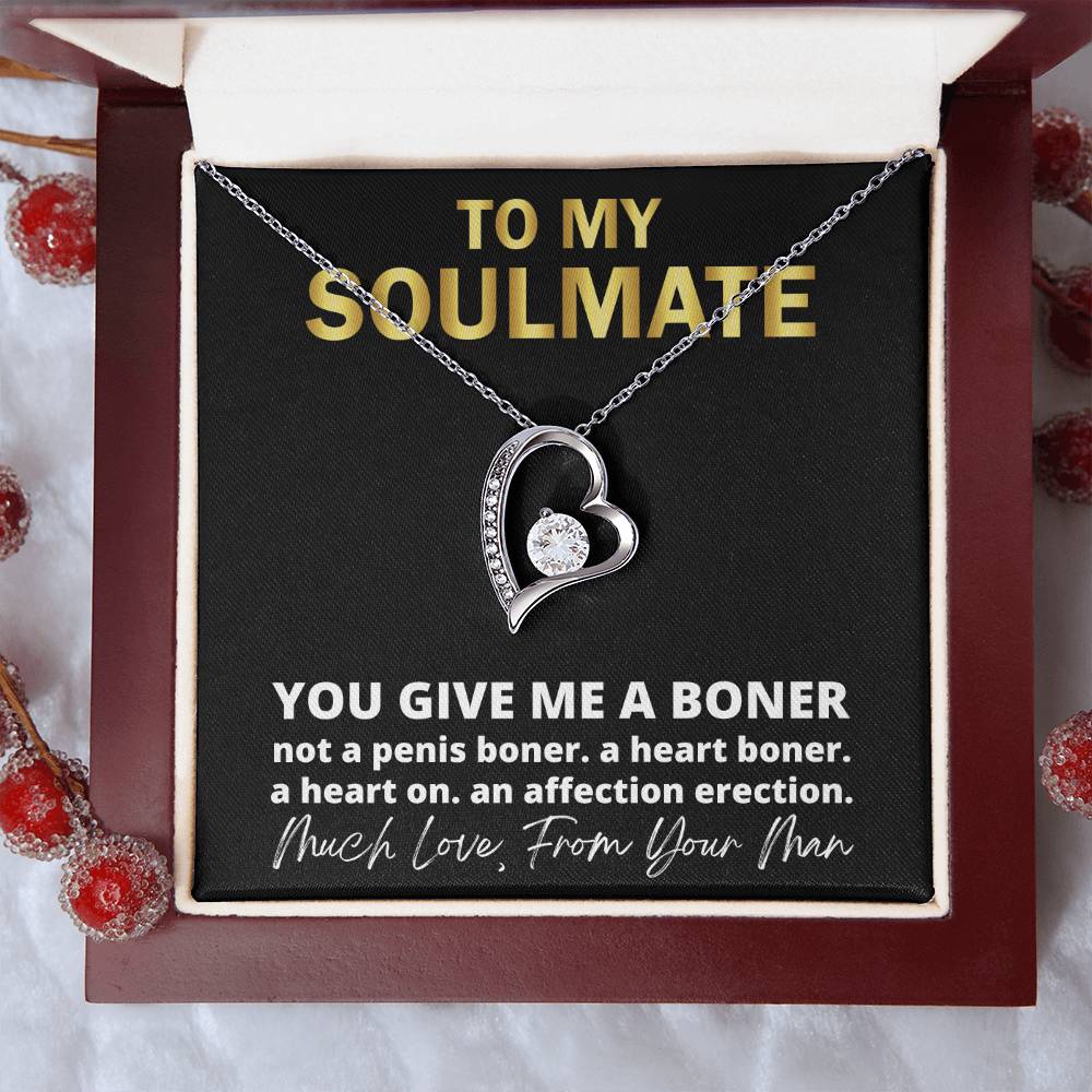 This Dazzling Forever Love Necklace ♥  You Give Me A Heart Boner An Affection Erection Pendant Necklace Funny & Sarcastic Love For Her Mature Gift Forever Love Necklace