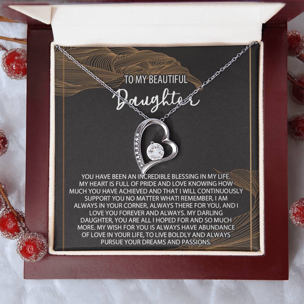 Daughter Necklace Gift Daughter Birthday Necklace To My Beautiful Daughter Forever Love Necklacedaughter Gift From Mom Daughter Forever Love Necklace