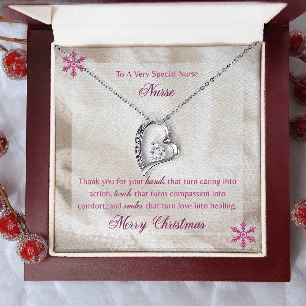 Merry Christmas To A Special Nurse 14K Gold Necklace Forever Love Necklace
