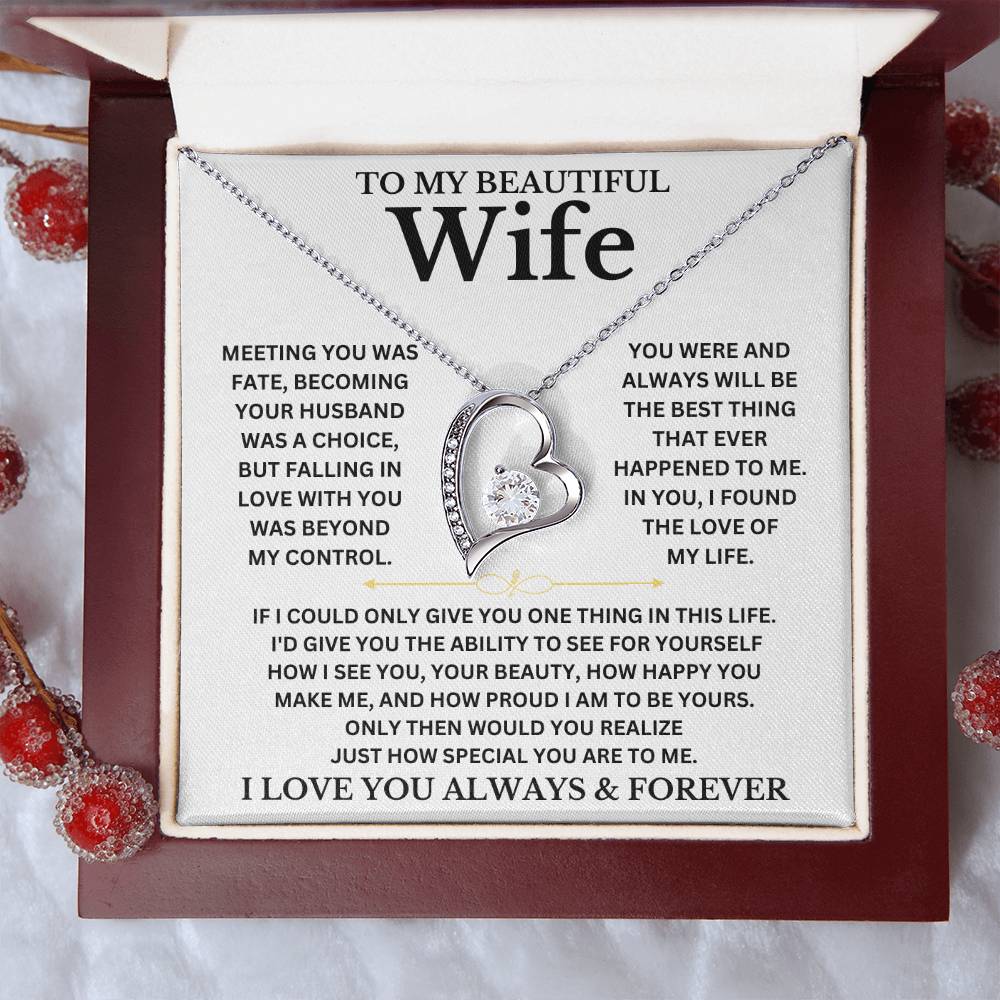 To My Beautiful Wife - Personalizable Necklace Gift Set Forever Love Necklace