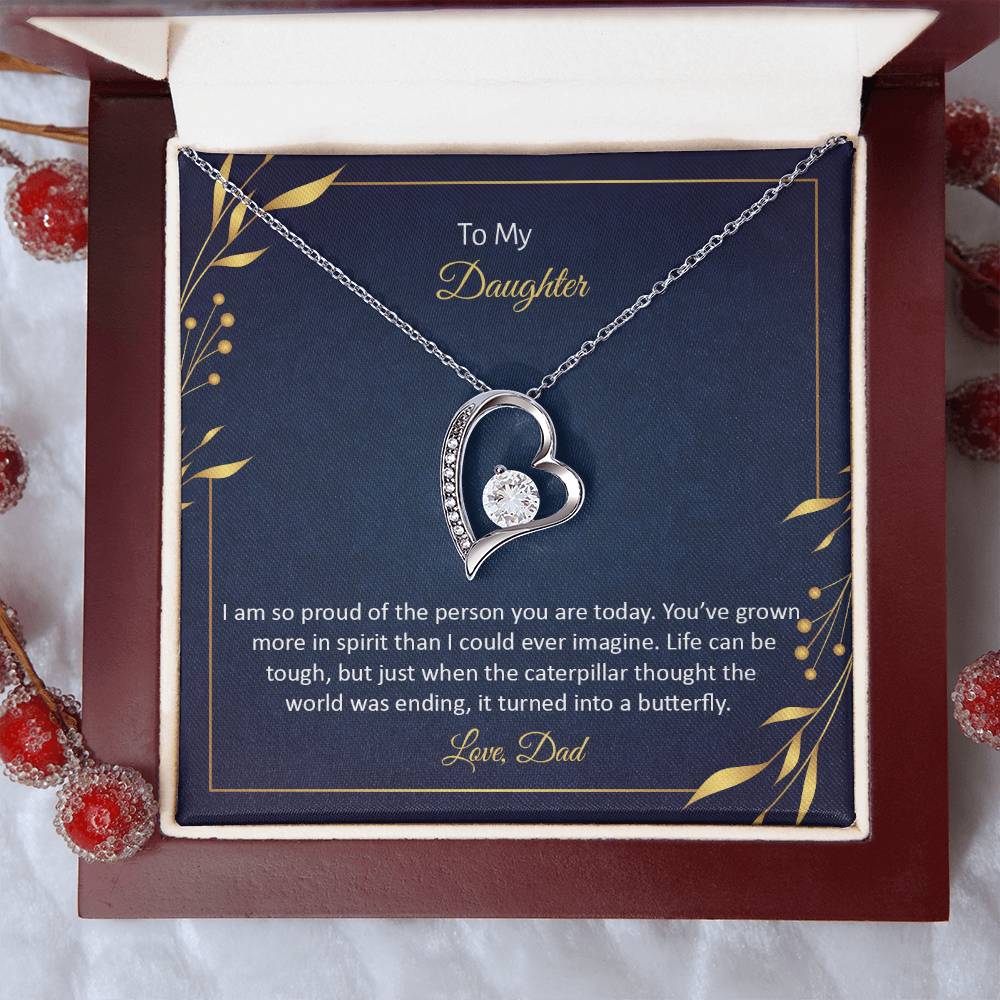 To My Daughter Love Dad Forever Love Necklace