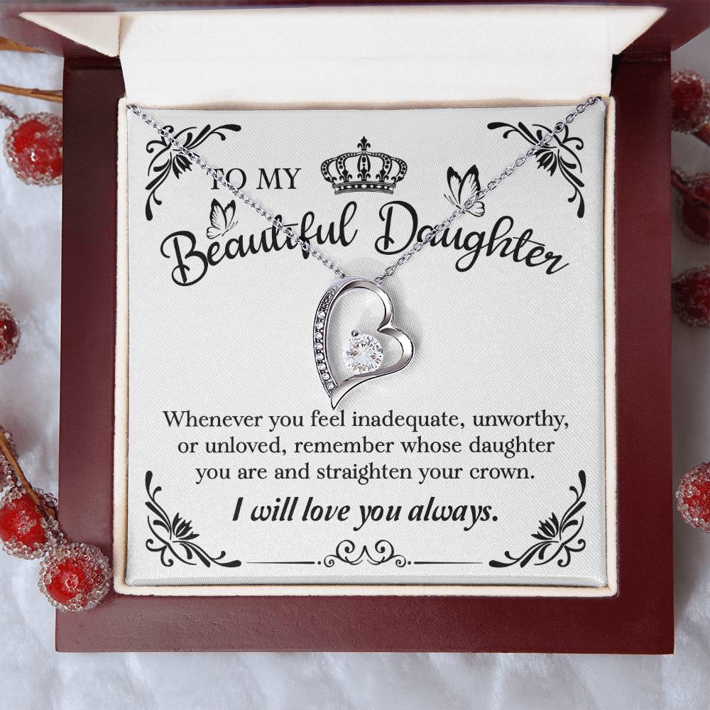 To My Beautiful Daughter Gift For Daughter From Mom Daughter's Birthday Daughter's Graduation Daughter Jewelry Forever Love Necklace