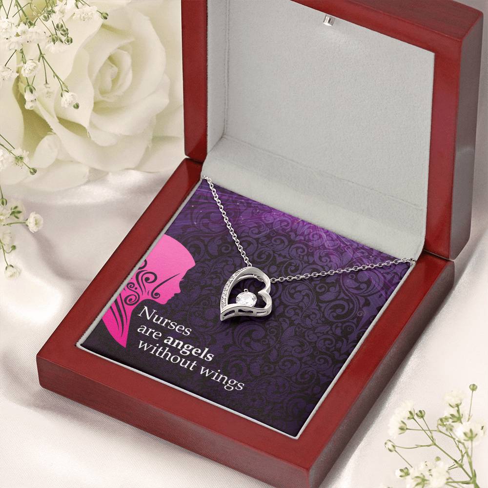 Nurse Appreciation Gift Necklace Nurse Graduation Nurse Week Jewelry Practitioner Retirement Wing Rn Necklace Nurses Are Angels Without Wings Pendent Forever Love Necklace
