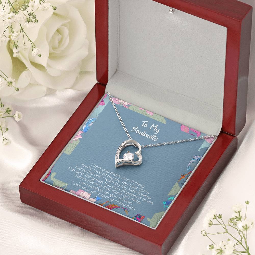 I Love You More Than Fishing 14k White Gold Or 18k Yellow Gold Finish Crystal Pendant Necklace Forever Love Necklace