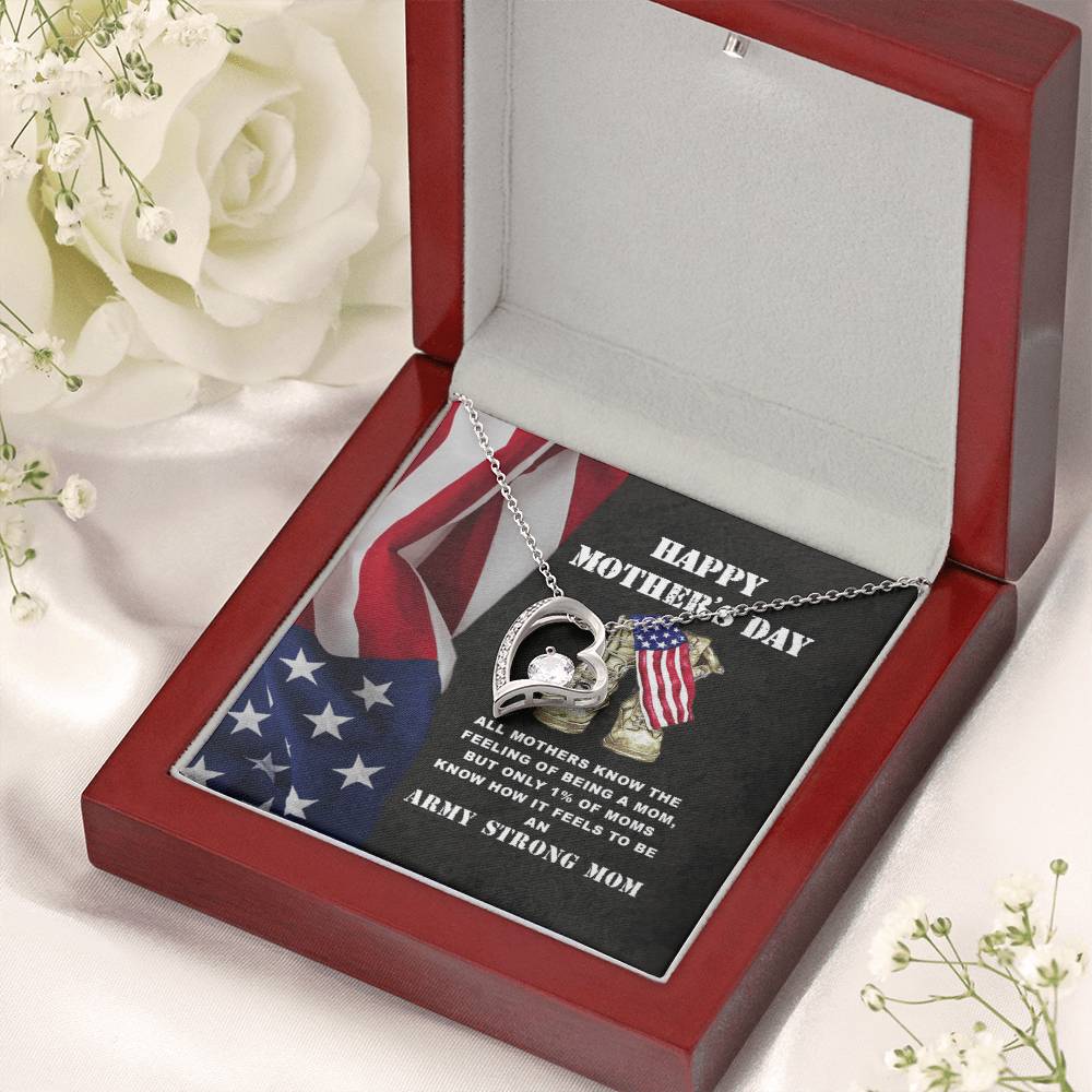 Army Mom Gift Strong Mom Forever Love Necklace