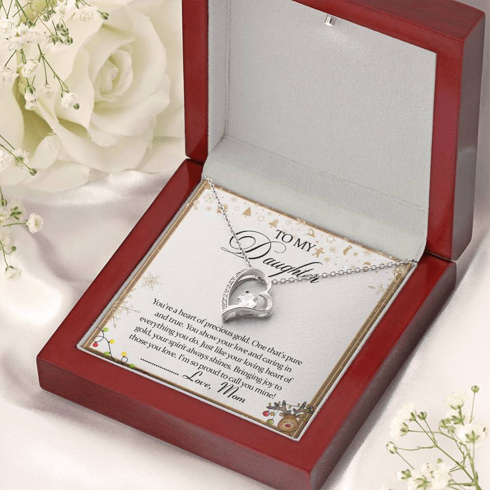 To My Daughter Forever Love Necklace - Daughter Mother's Day Gift - To My Daughter Necklace From Mom Dad Forever Love Necklace
