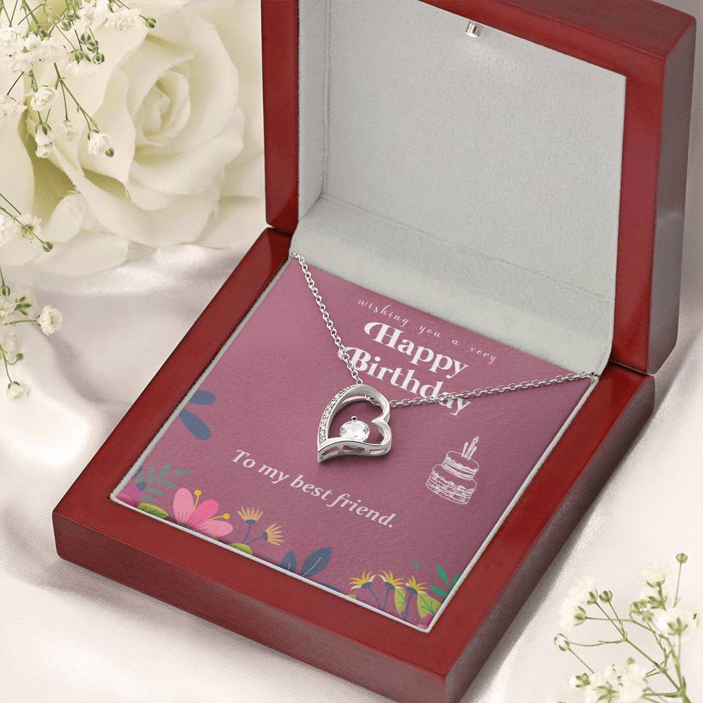 Happy Birthday - To My Best Friend - 925 Sterling Silver Pendant Forever Love Necklace