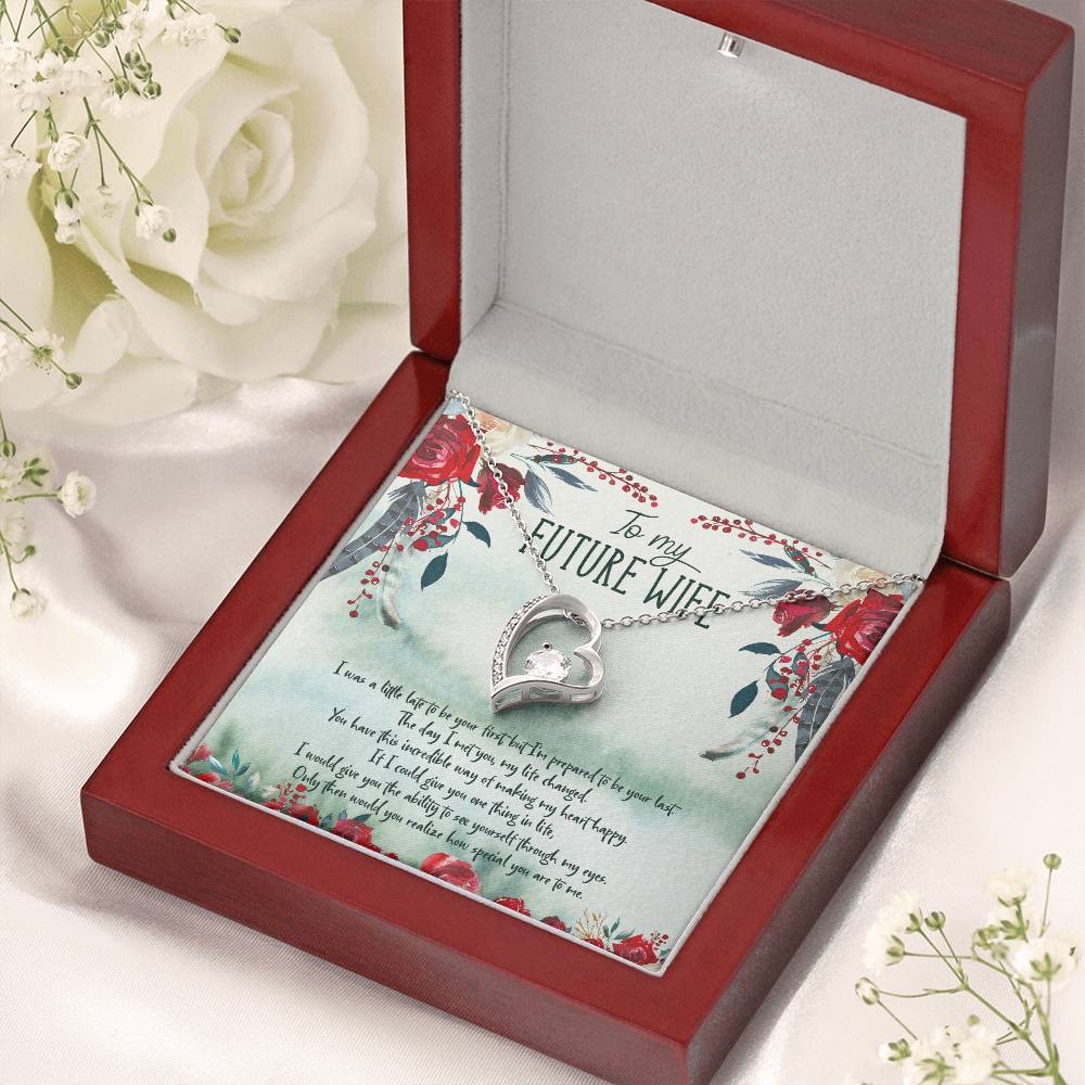 To My Future Wife Heart Necklace With Customize Romantic Message Card Forever Love Necklace