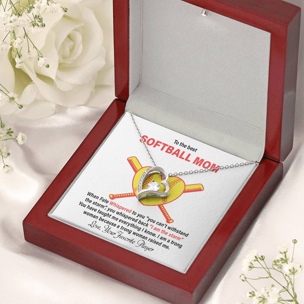 To The Best Softball Mom Mother's Day Gift Forever Love Necklace