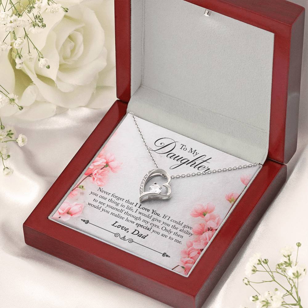 To My Daughter Never Forget That I Love You Gift Heart Necklace Forever Love Necklace