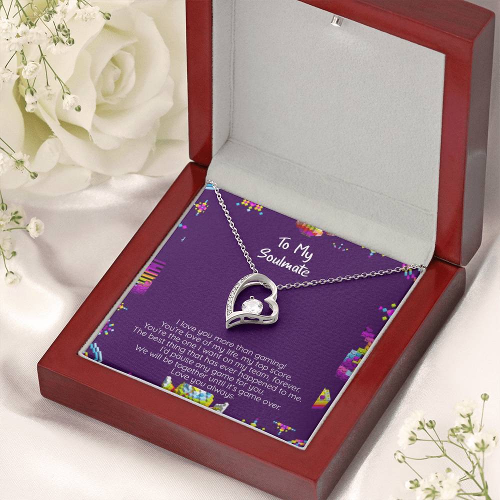 I Love You More Than Gaming Cz Crystal Pendant 14k White Gold Finish Or 18k Yellow Gold Finish Forever Love Necklace