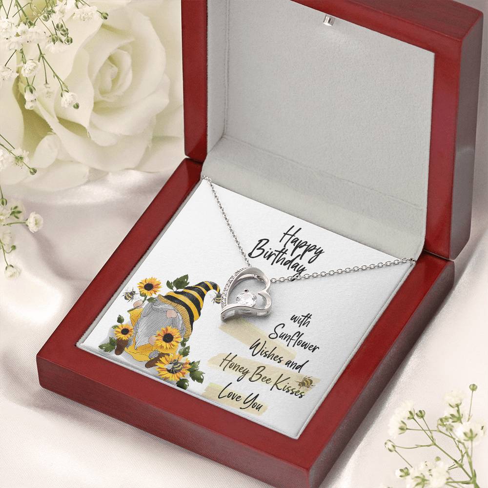 Happy Birthday Necklace With Sunflower Gnome Care Forever Love Necklace