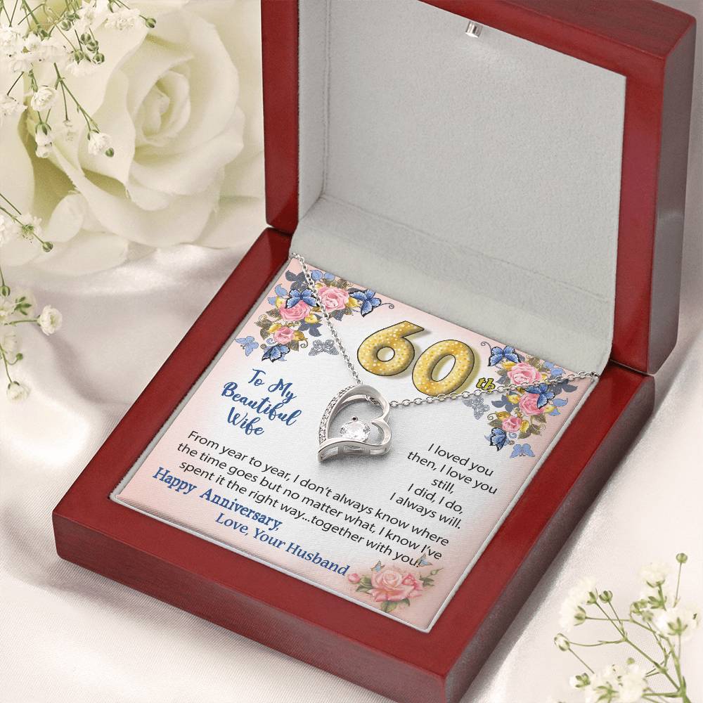 60Th Anniversary Heart Necklace Gift To Wife Forever Love Necklace