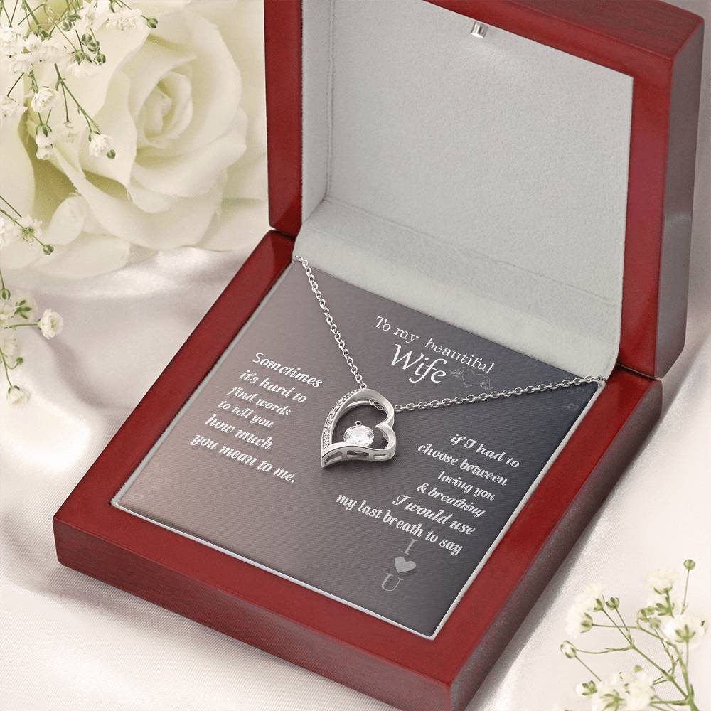 To My Beautiful Wife Anniversary Necklace For Wife 14k White Gold And 18k Yellow Gold 1 Forever Love Necklace