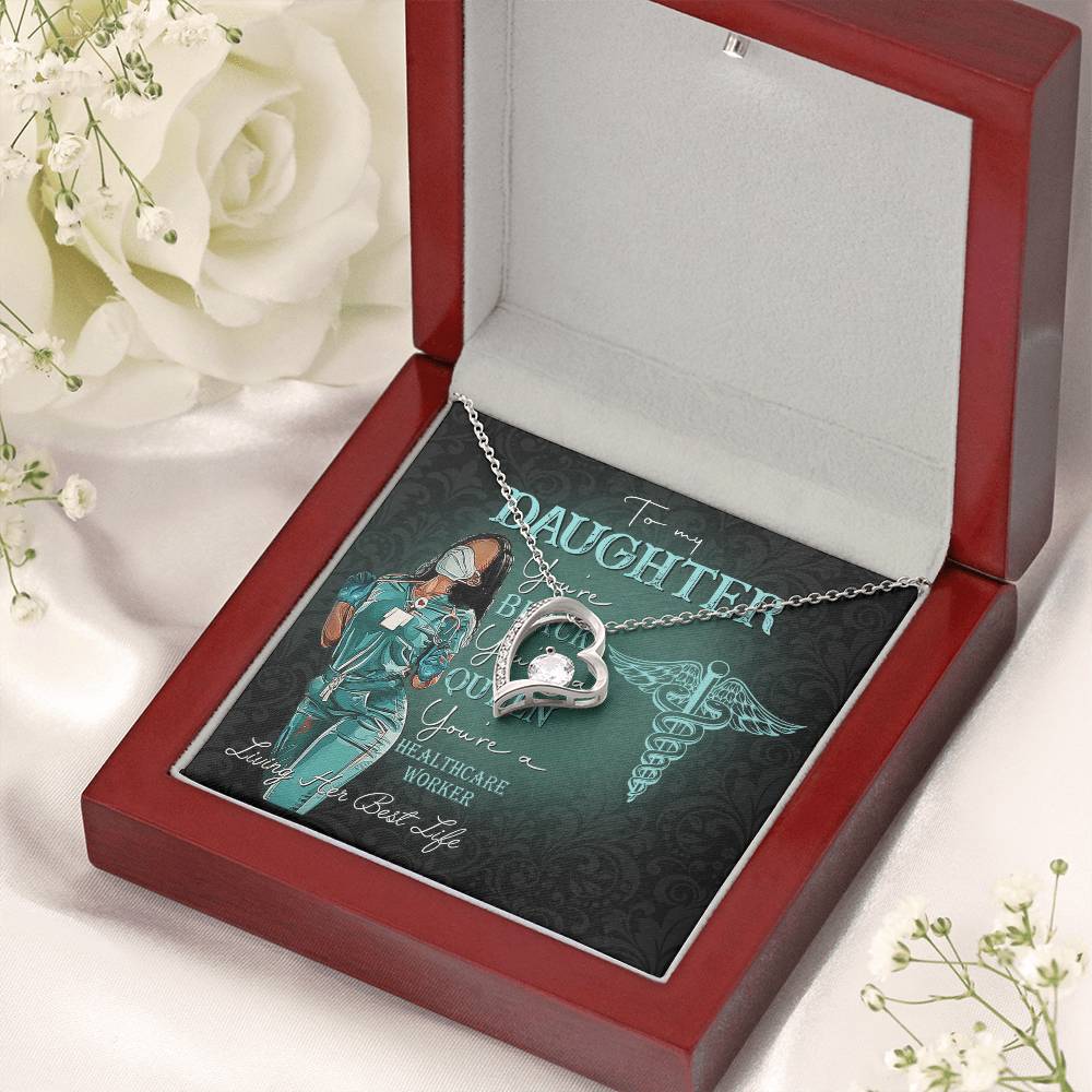 To My Daughter Black Nurse Customize Nurse Stethoscope Necklace To Nurse Daughter From Mom Nurse Gift Forever Love Necklace