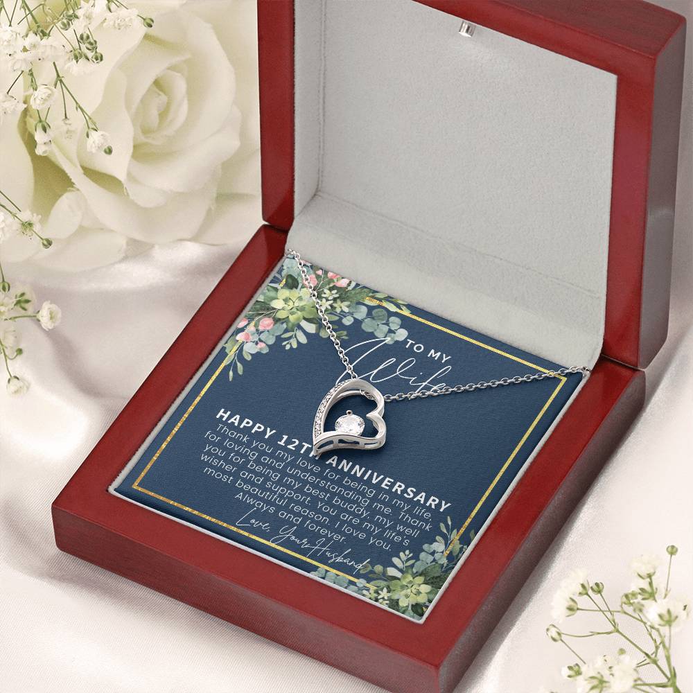 12 Year Anniversary Gift Ideas 12Th Anniversary Gift For Her 12 Year Wedding Anniversary Gift For Wife 12Th Anniversary Gifts Forever Love Necklace