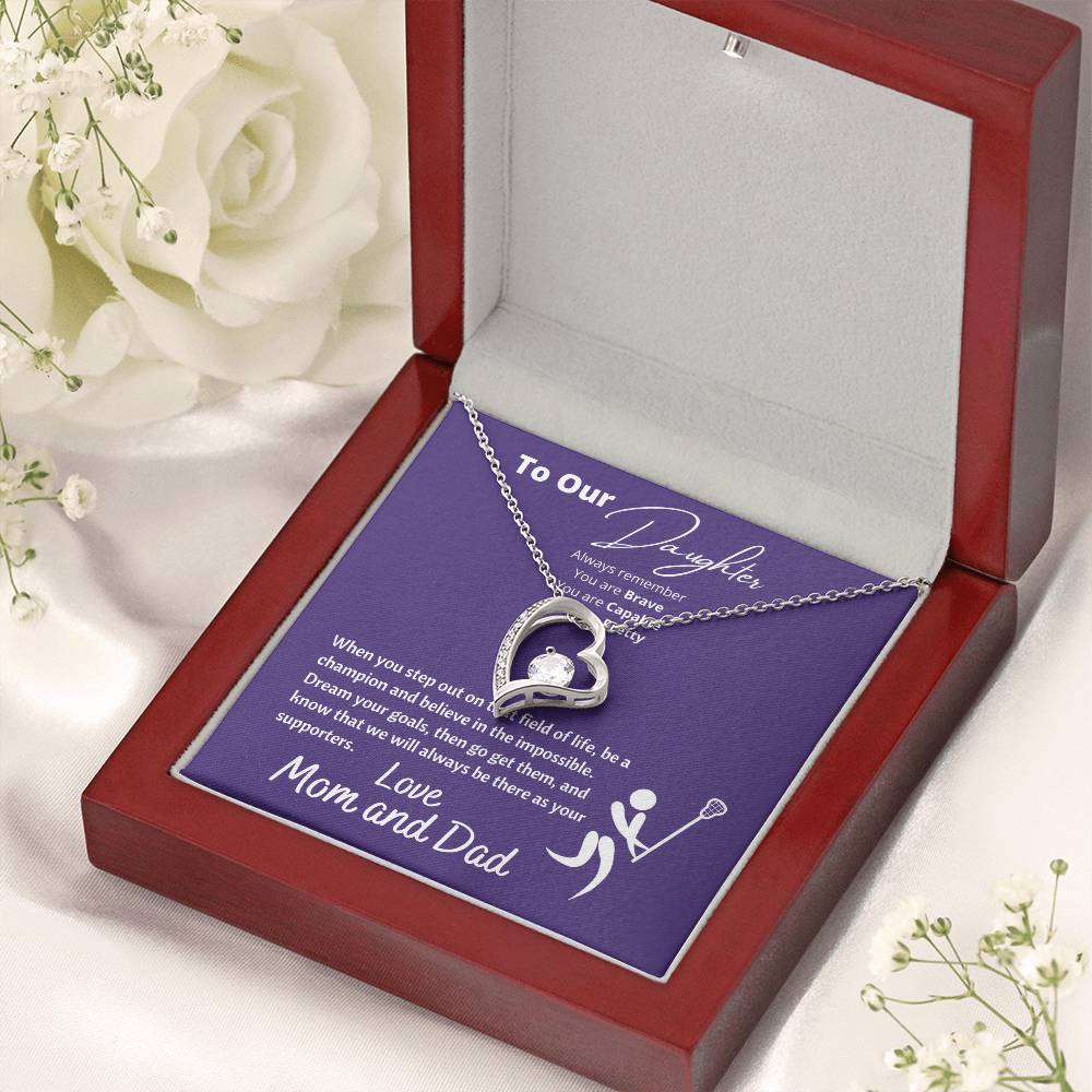 To Our Lacrosse Crazy Daughter - To Our Daughter Necklace From Mom And Dad Gift For Daughter Forever Love Necklace