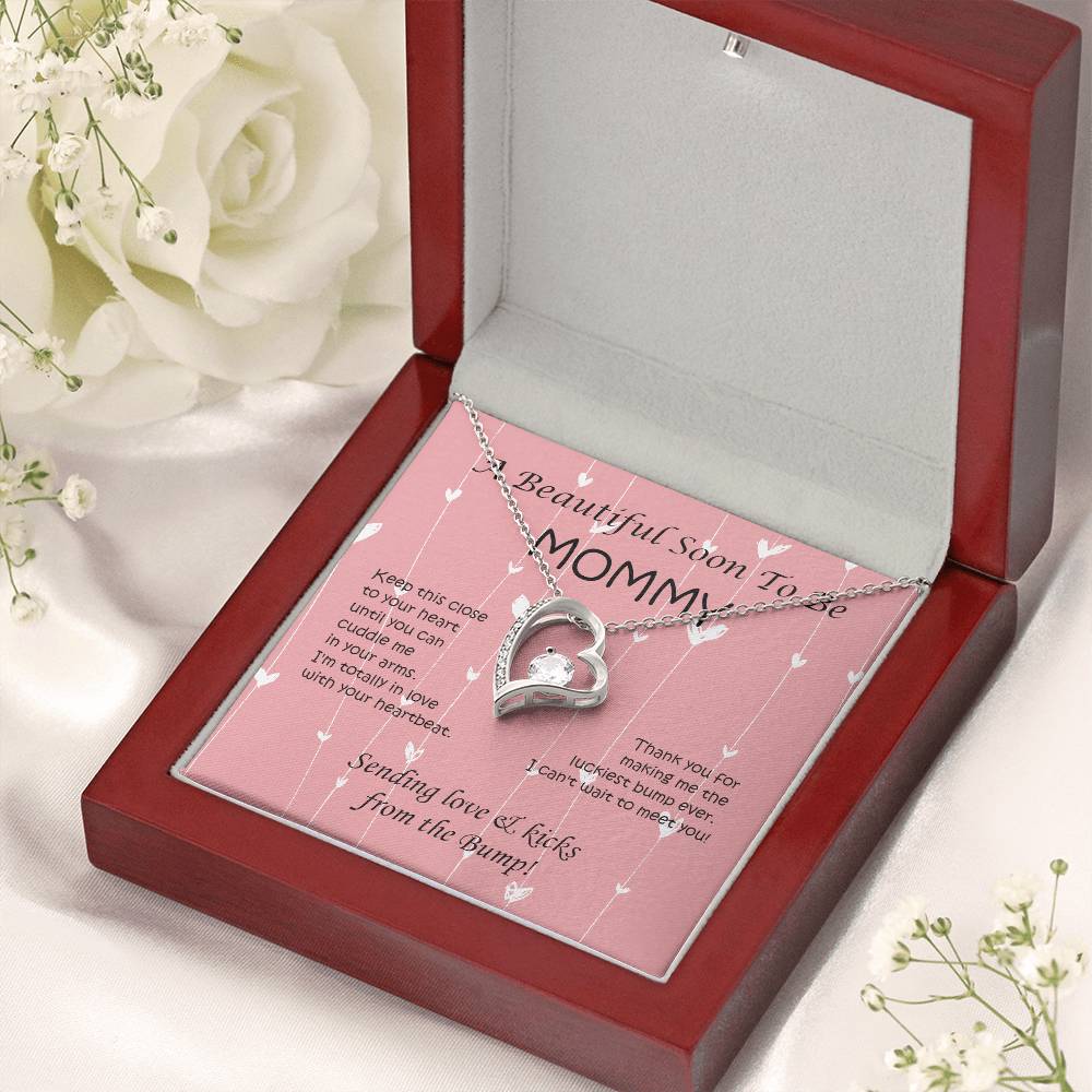 A Beautiful Soon To Be Mommy Heart Necklace Sending Love And Kicks From The Bump 1 Forever Love Necklace