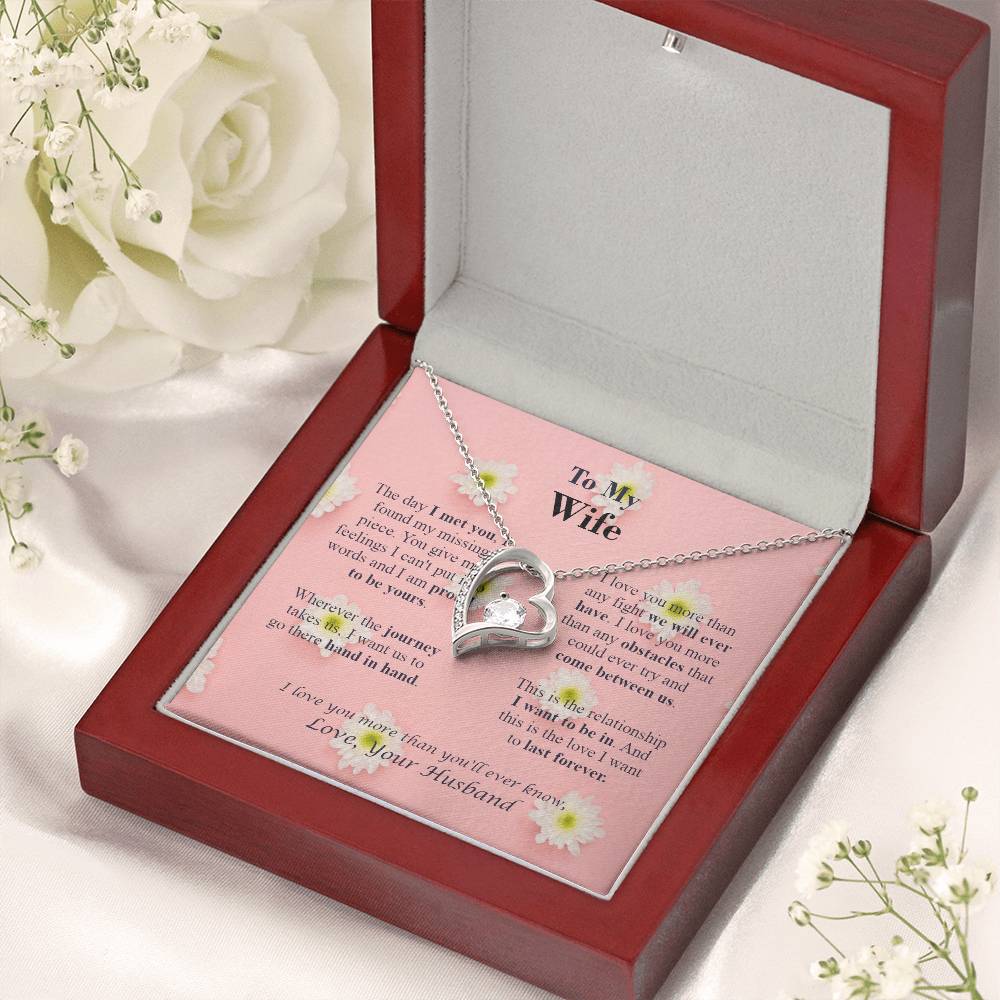To M Y Wife - Forever Necklace -  Love Your Husband - Pink Daisy Forever Love Necklace