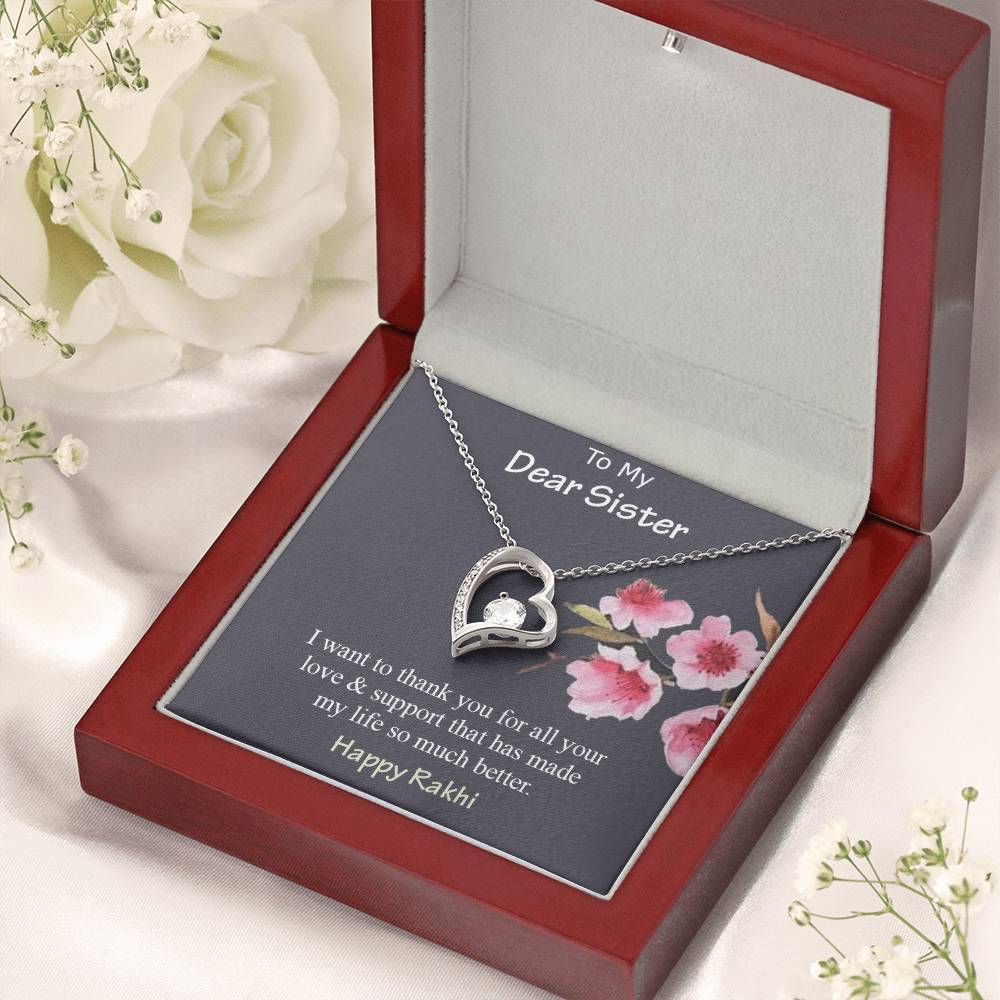 To My Dear Sister Happy Rakhi 925 Sterling Silver Pendant 1 Forever Love Necklace