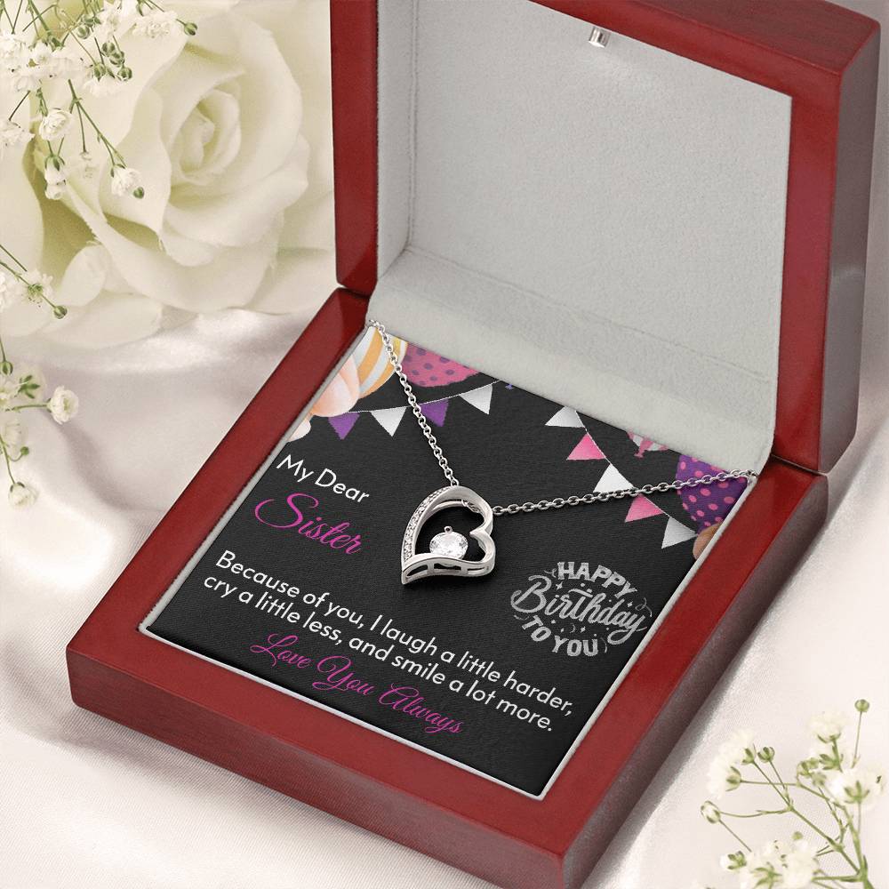 My Dear Sister Happy Birthday 925 Sterling Silver Pendant 1 Forever Love Necklace