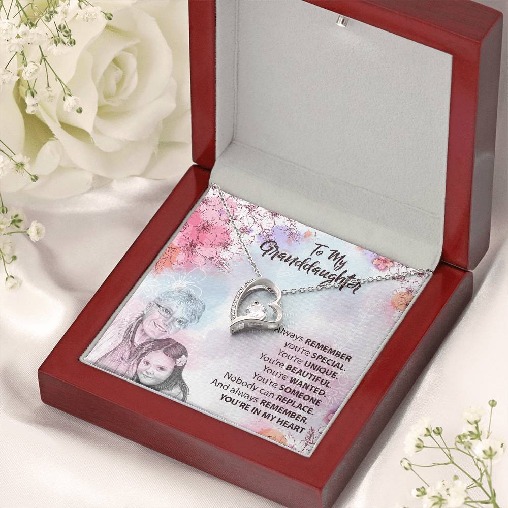 To Our Granddaughter White Gold Necklace Forever Love Necklace
