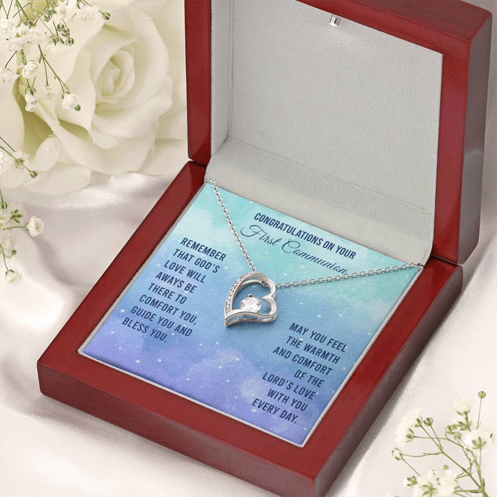 Congratulations On Your First Communion Remember That God's Love Will Aways Be There To Comfort You Guide You And Bless Necklace Forever Love Necklace
