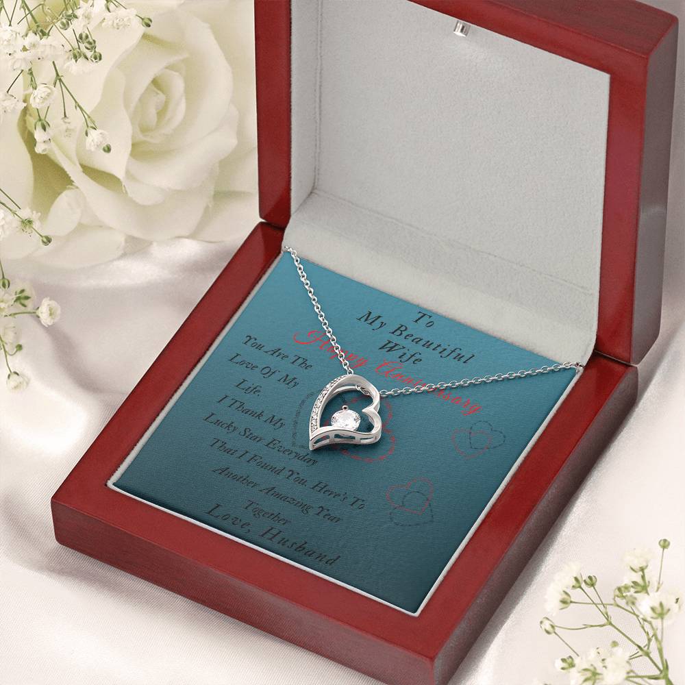 To My Beautiful Wife - Happy Anniversary- Forever Love Necklace Forever Love Necklace
